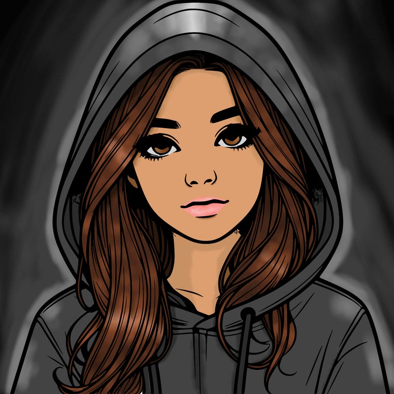 realistic girl with a hoodie