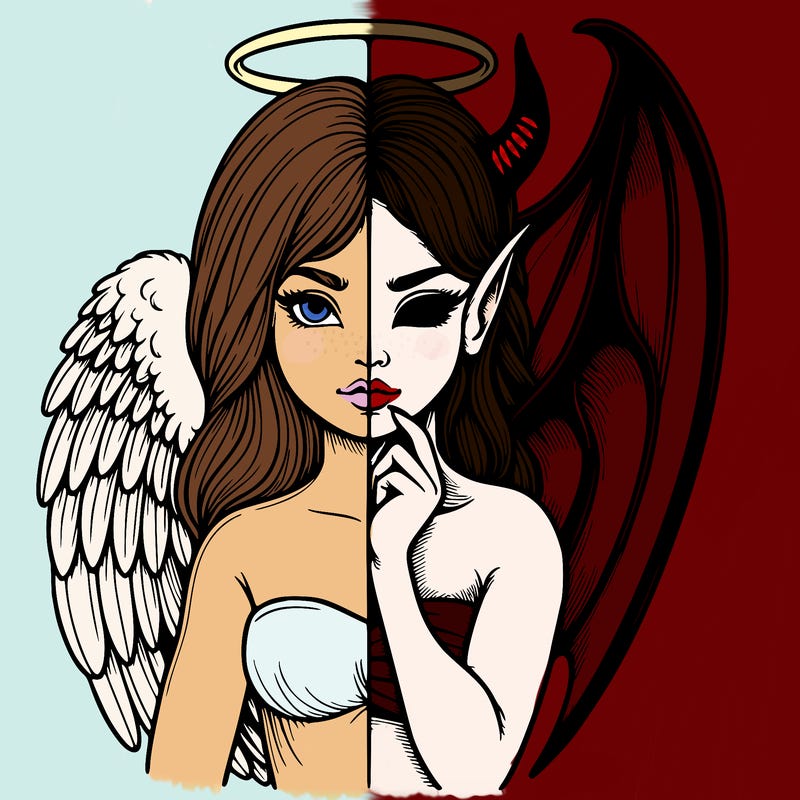 realistic angel half demon