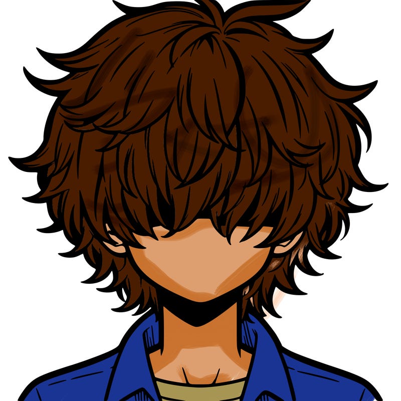 manga boy fluffy hair covering his eyes