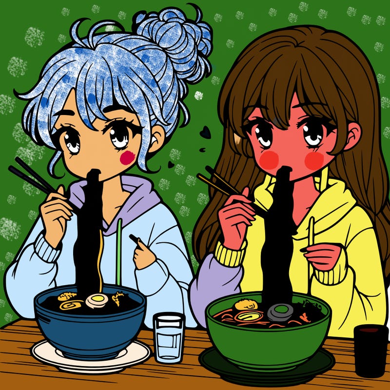 girls eating ramen
