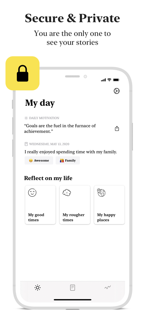 Private Journal: Punkt - Private Journal Punkt app interface highlighting its secure and private journaling features with a minimalist design.