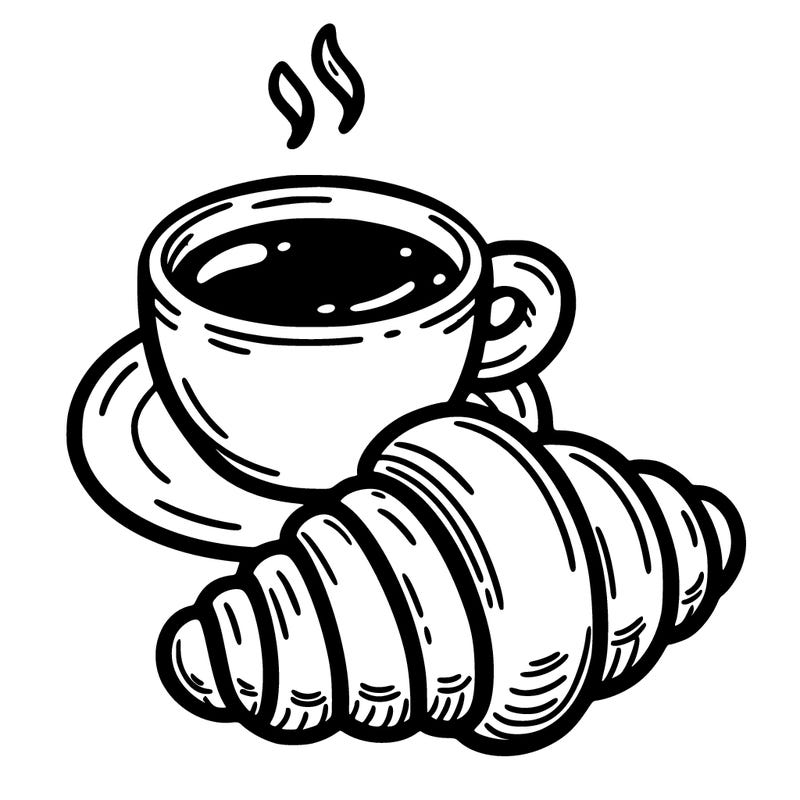 a croissant with a cup of coffee