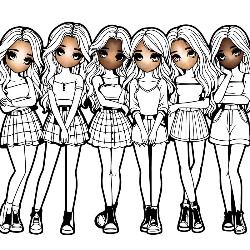 a group of girls realistic