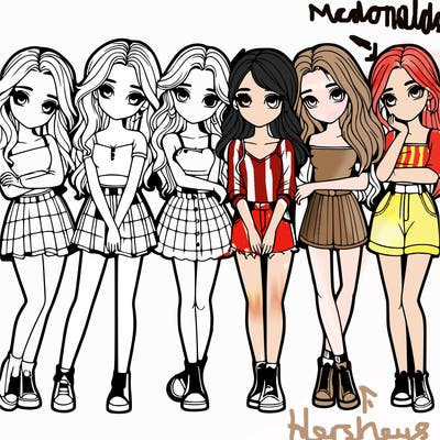 a group of girls realistic