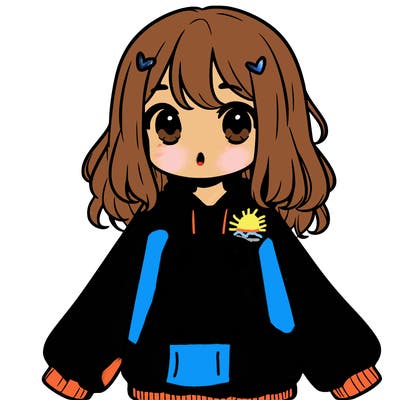 girl wearing frogging sweatshirt