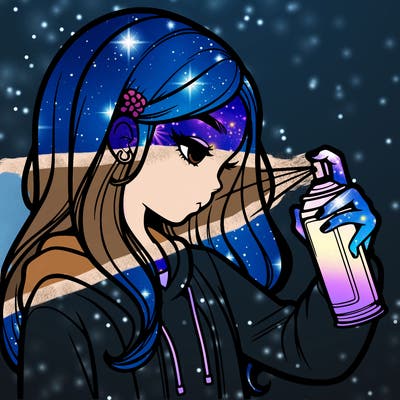 a realistic girl spray painting