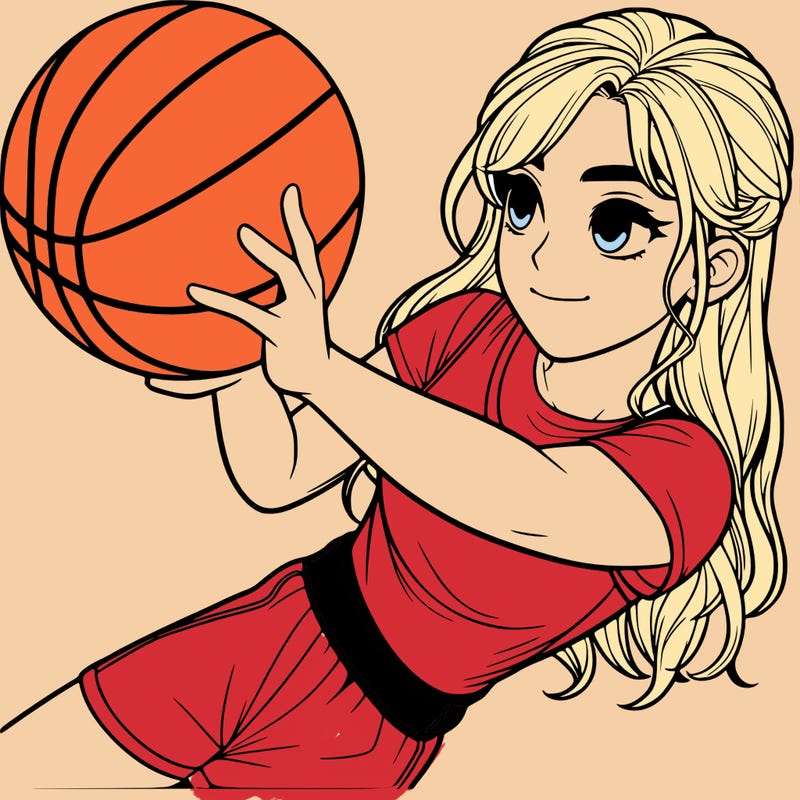 realistic girl playing basketball