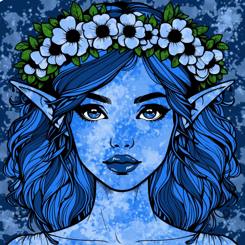 realistic female elf with flower crown