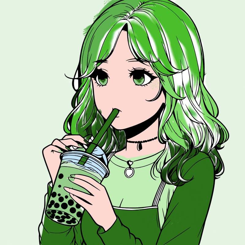 realistic girl drinking boba tea