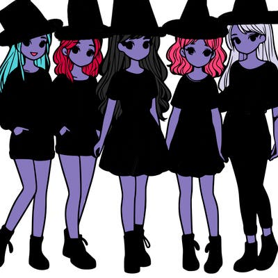 a group of five girls