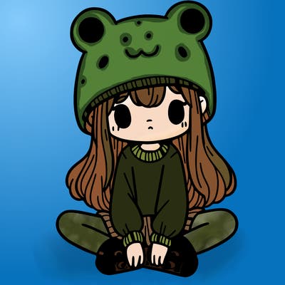a girl wearing a frog hat and some frog socks