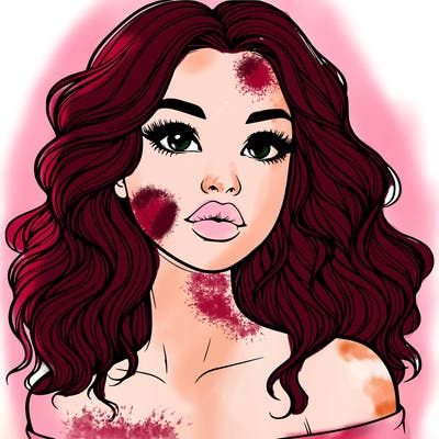 realistic girl with wavy hair and lips