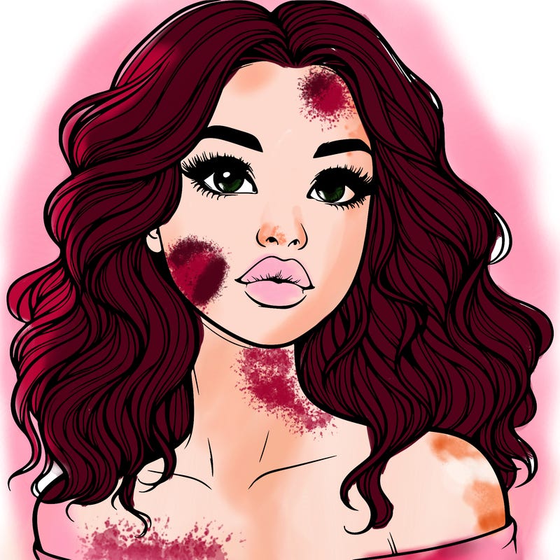 realistic girl with wavy hair and lips