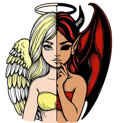 realistic angel half demon