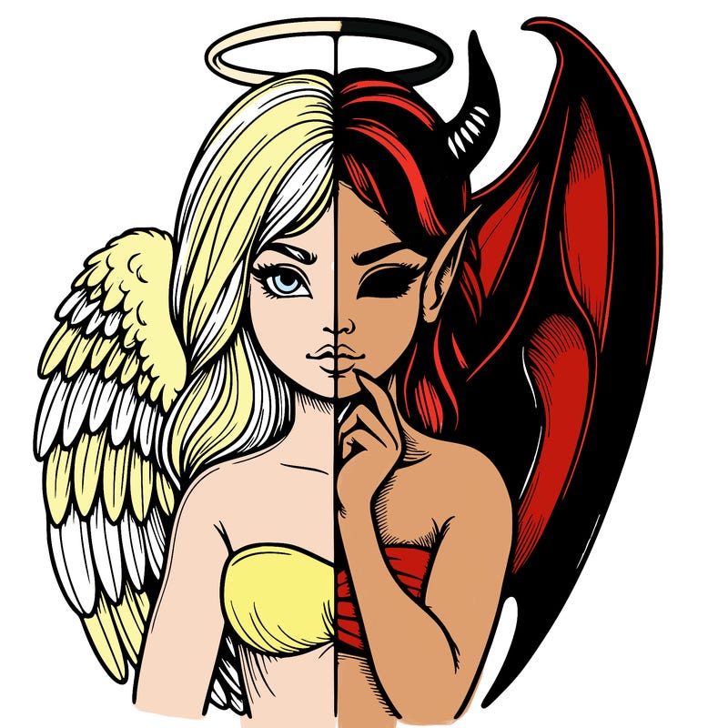 realistic angel half demon