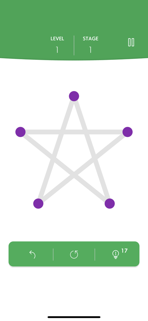 1LINE one-stroke puzzle game - 별 모양 레벨이 특징인 1LINE 한 붓 그리기 퍼즐 게임의 게임 플레이 스크린샷