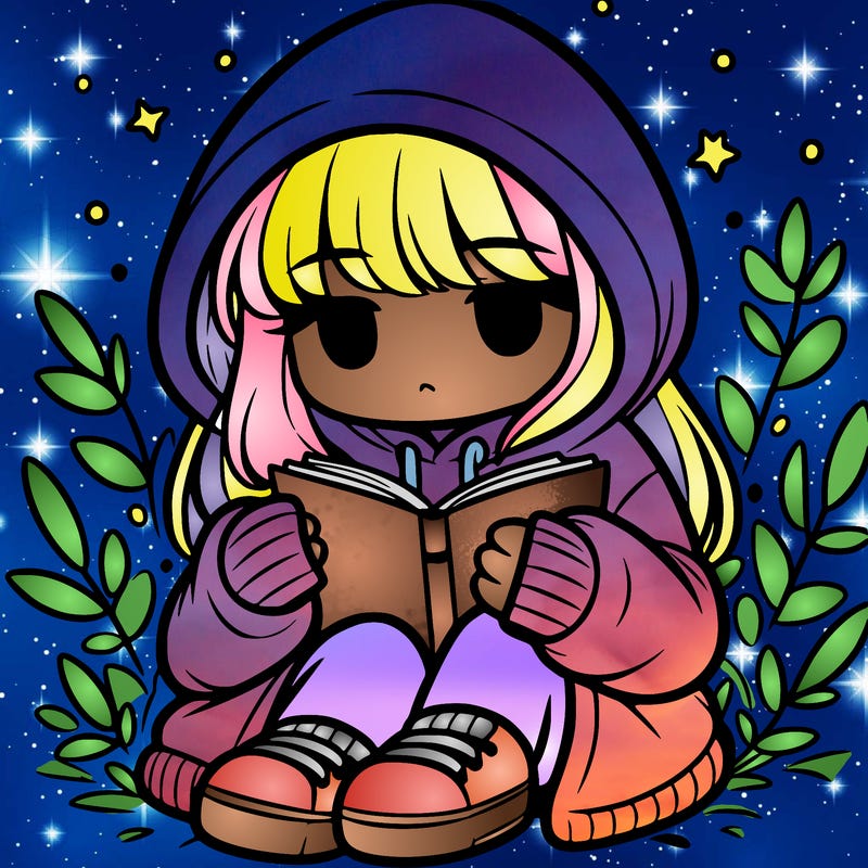 girl in oversized hoodie reading a book