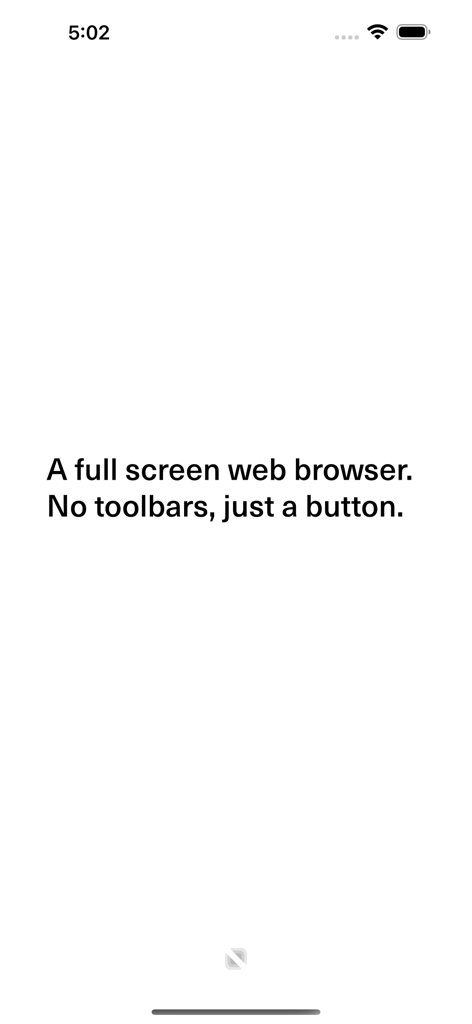 Plainly - Full Screen Browser - Intro screen for Plainly browser stating it is a full screen web browser with no toolbars