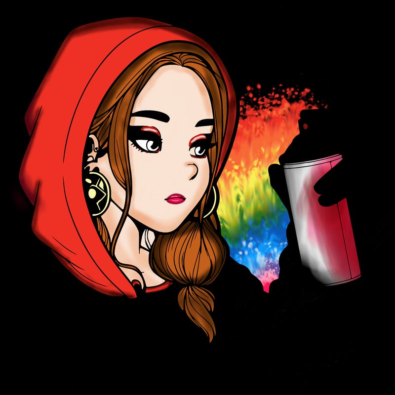 a realistic girl, spray painting