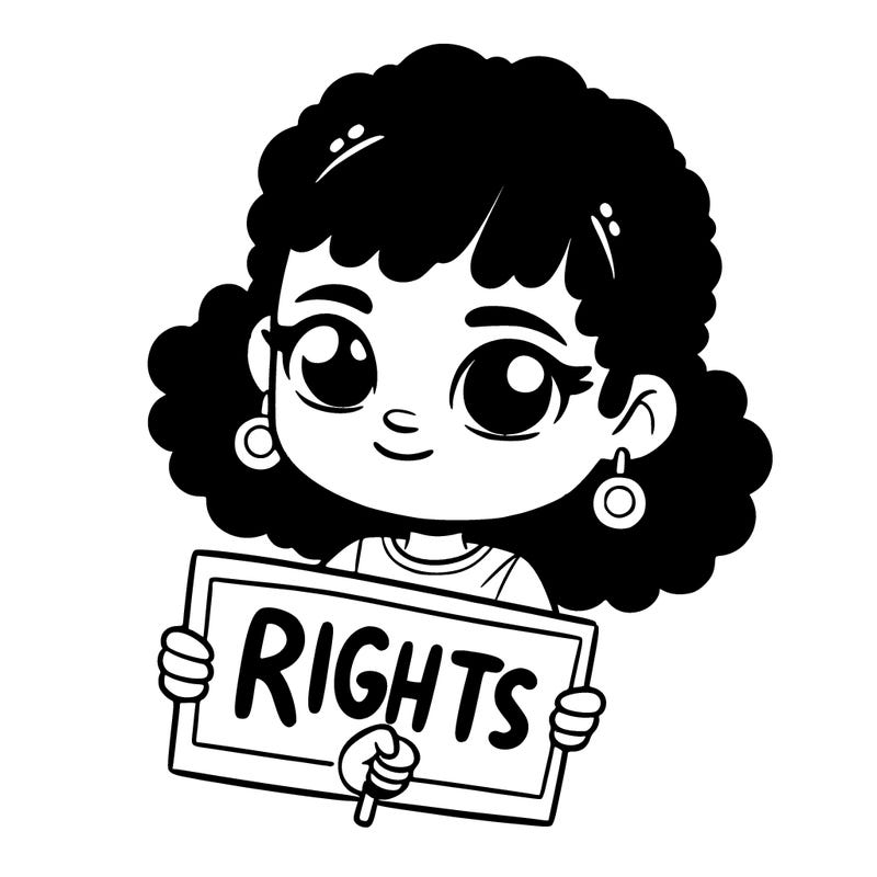 black girl holding a rights sign