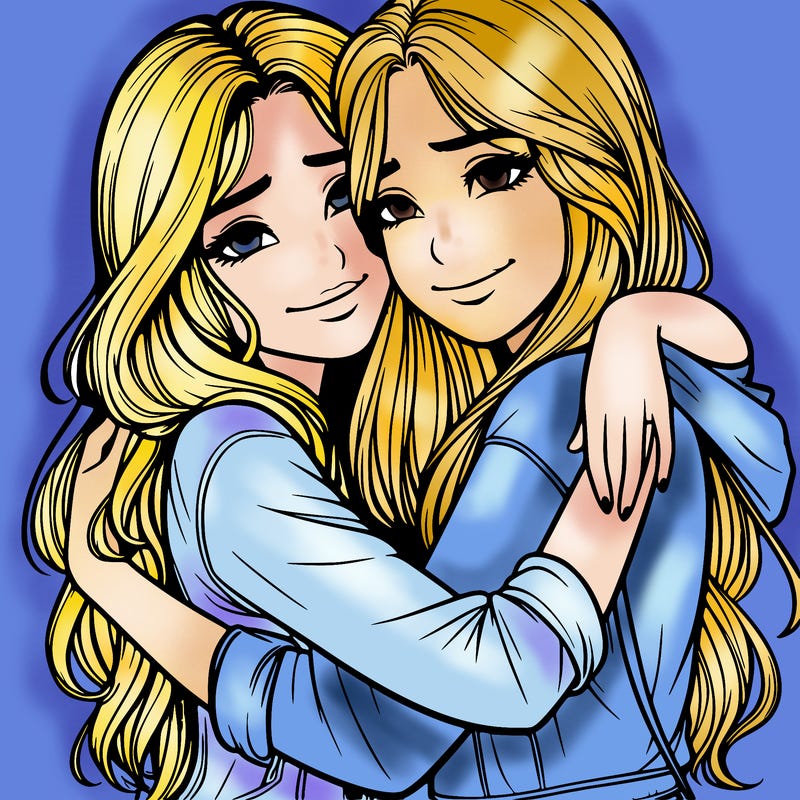 realistic girls hugging