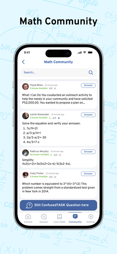 AI Math Scanner: Maths Solver - Interactive math community forum where students can ask questions and share homework solutions