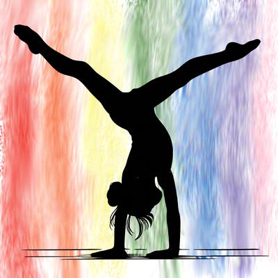 realistic gymnastic hand stand girl in four splits