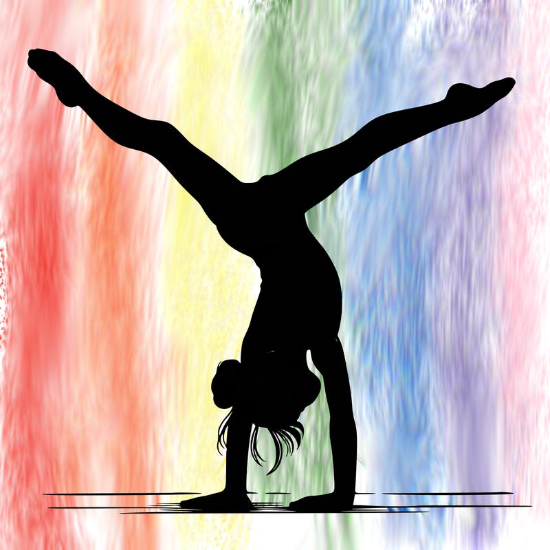 realistic gymnastic hand stand girl in four splits