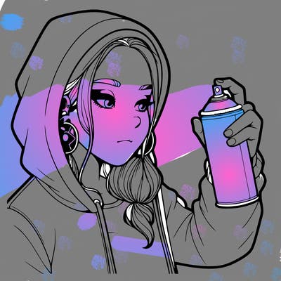 a realistic girl, spray painting