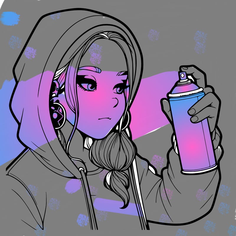 a realistic girl, spray painting