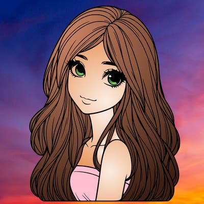 realistic girl with long hair