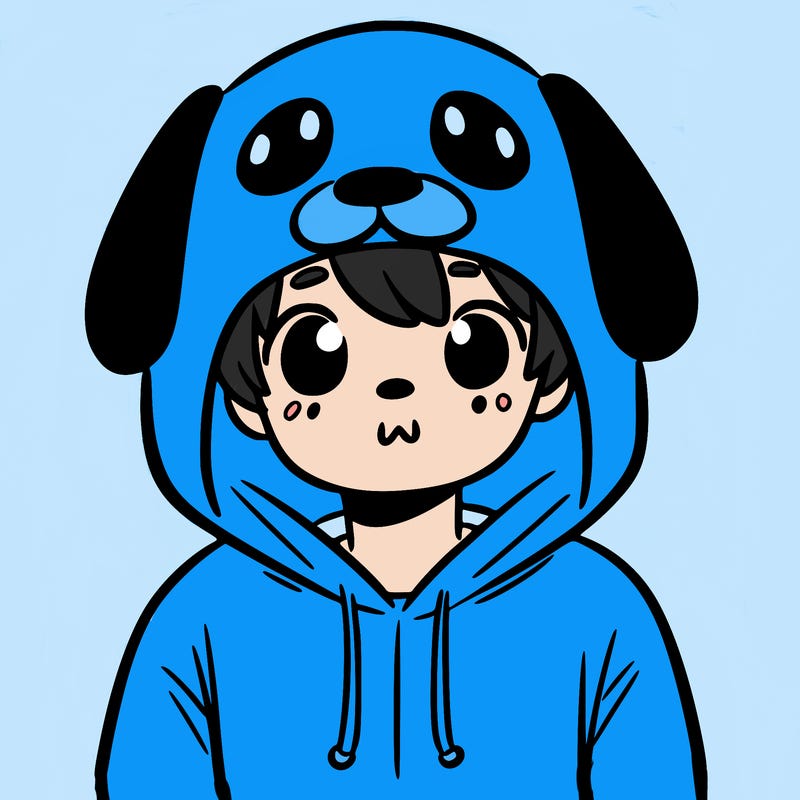 person in a dog onesie