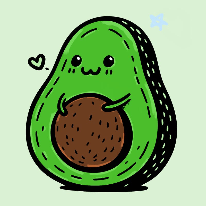 an avocado hugging an avocado