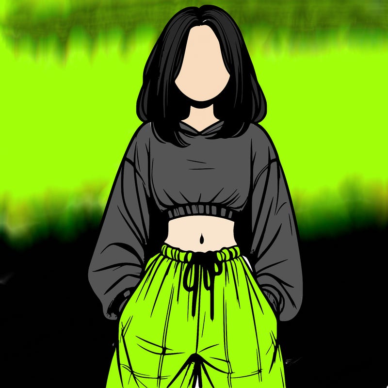 realistic girl faceless with baggy pants and a crop top