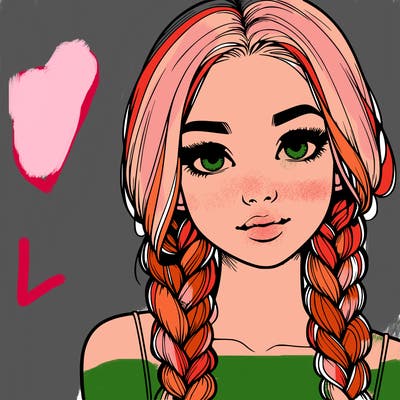 realistic girl with braids