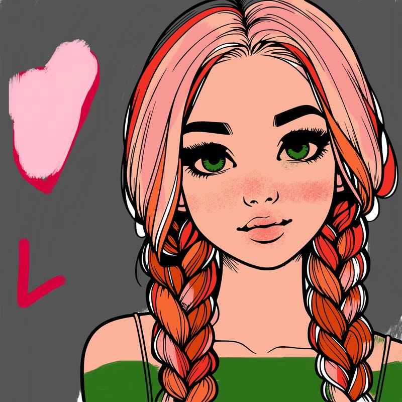 realistic girl with braids