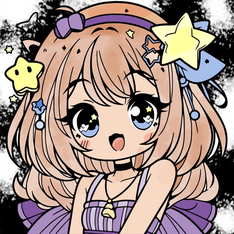 cute anime girl with star accessories