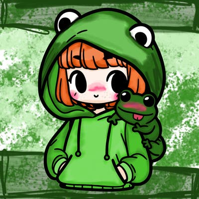girl and a frog hoodie
