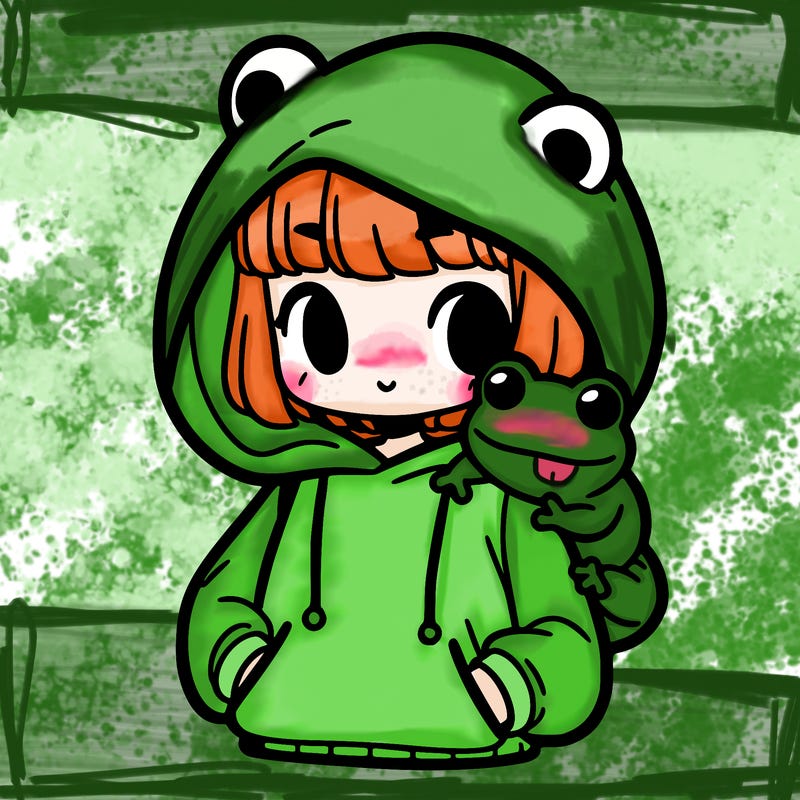 girl and a frog hoodie