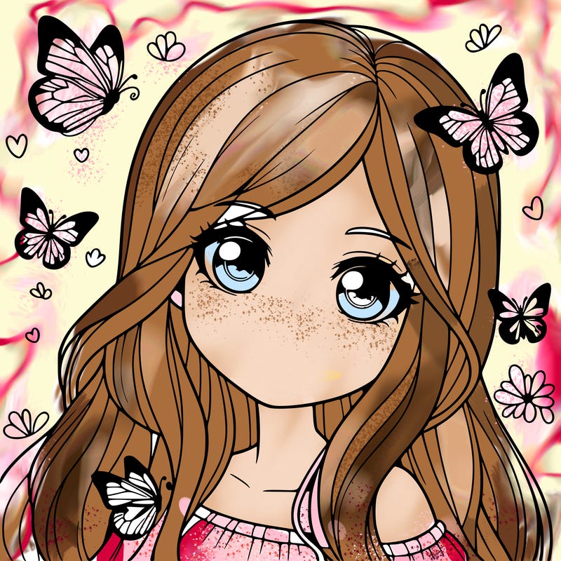 realistic girl with butterflies around her