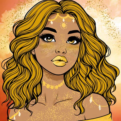 realistic girl with wavy hair and lips