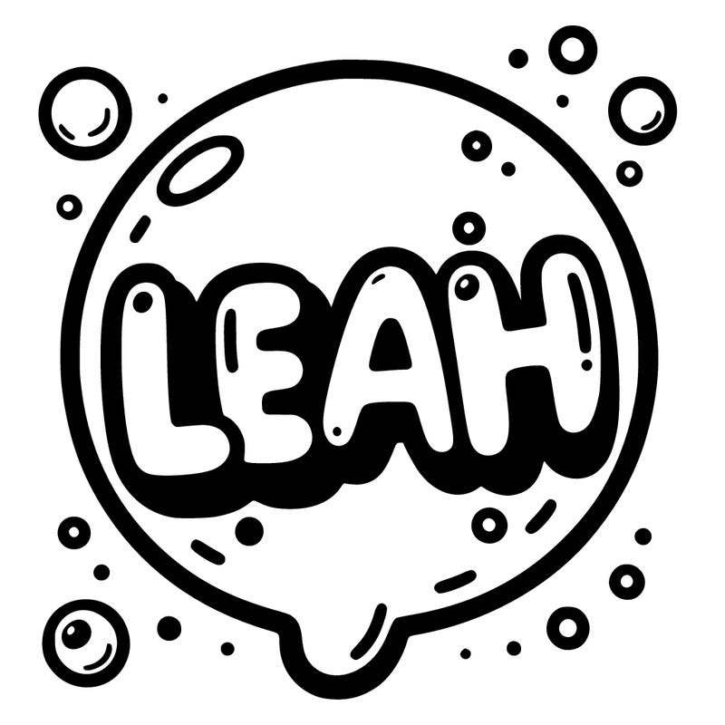 bubble letter saying leah