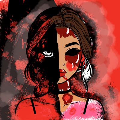 realistic girl with makeup on