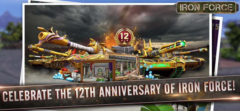 Gold Egyptian themed tanks for the Iron Force twelfth anniversary