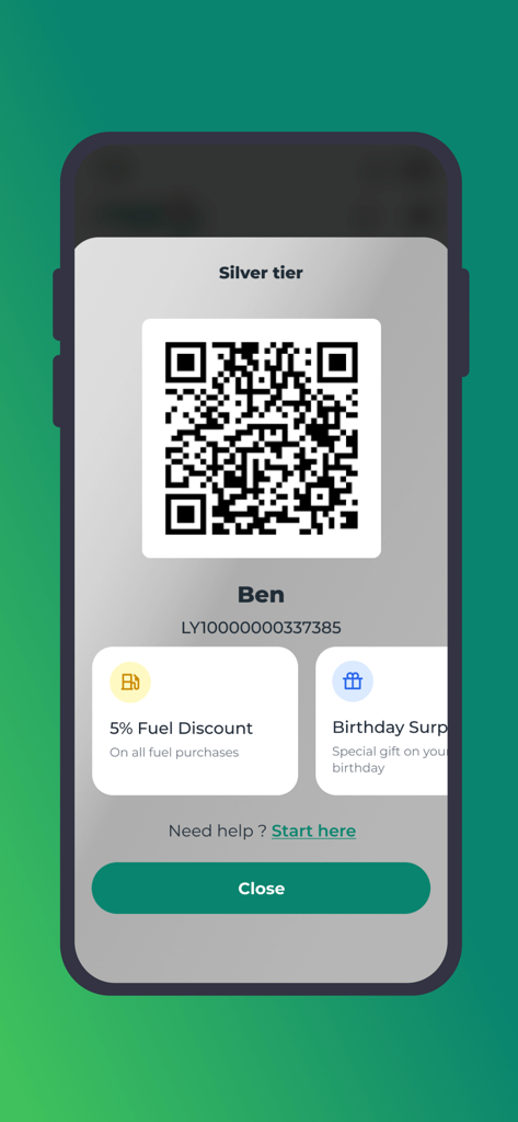 Puma Pris Africa app silver tier membership card with QR code and rewards