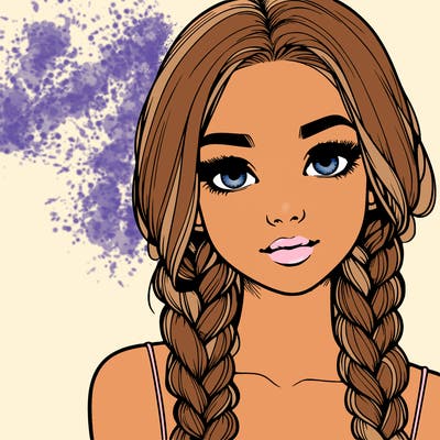 realistic girl with braids