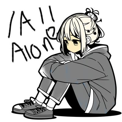 sad anime girl sitting alone