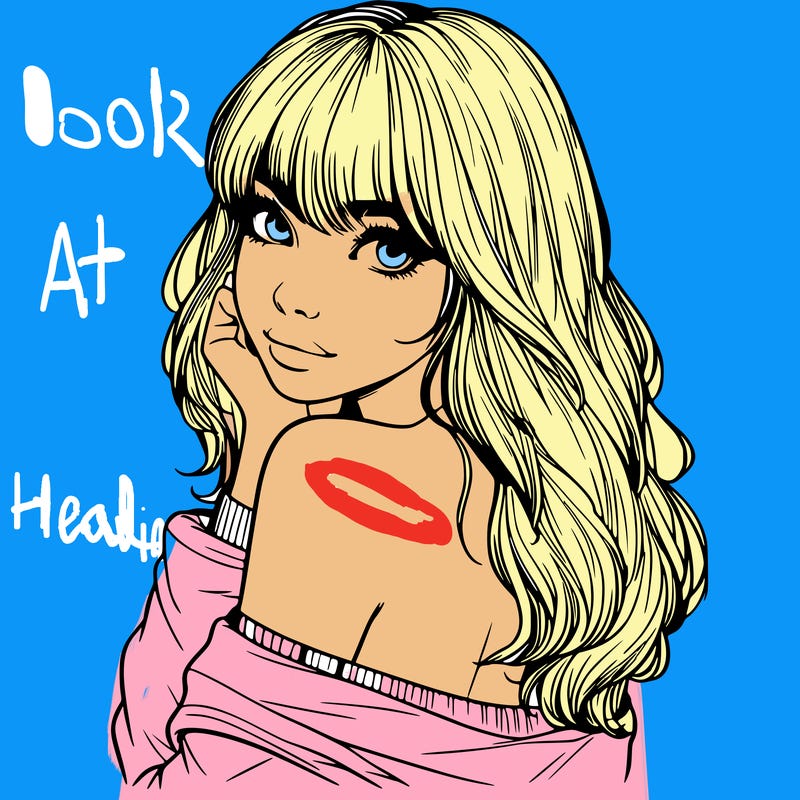 realistic girl with bangs looking over her shoulder