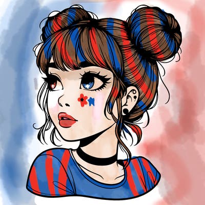 realistic girl with spacebuns