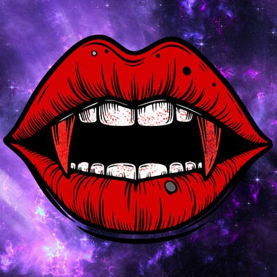 lips with vampire teeth